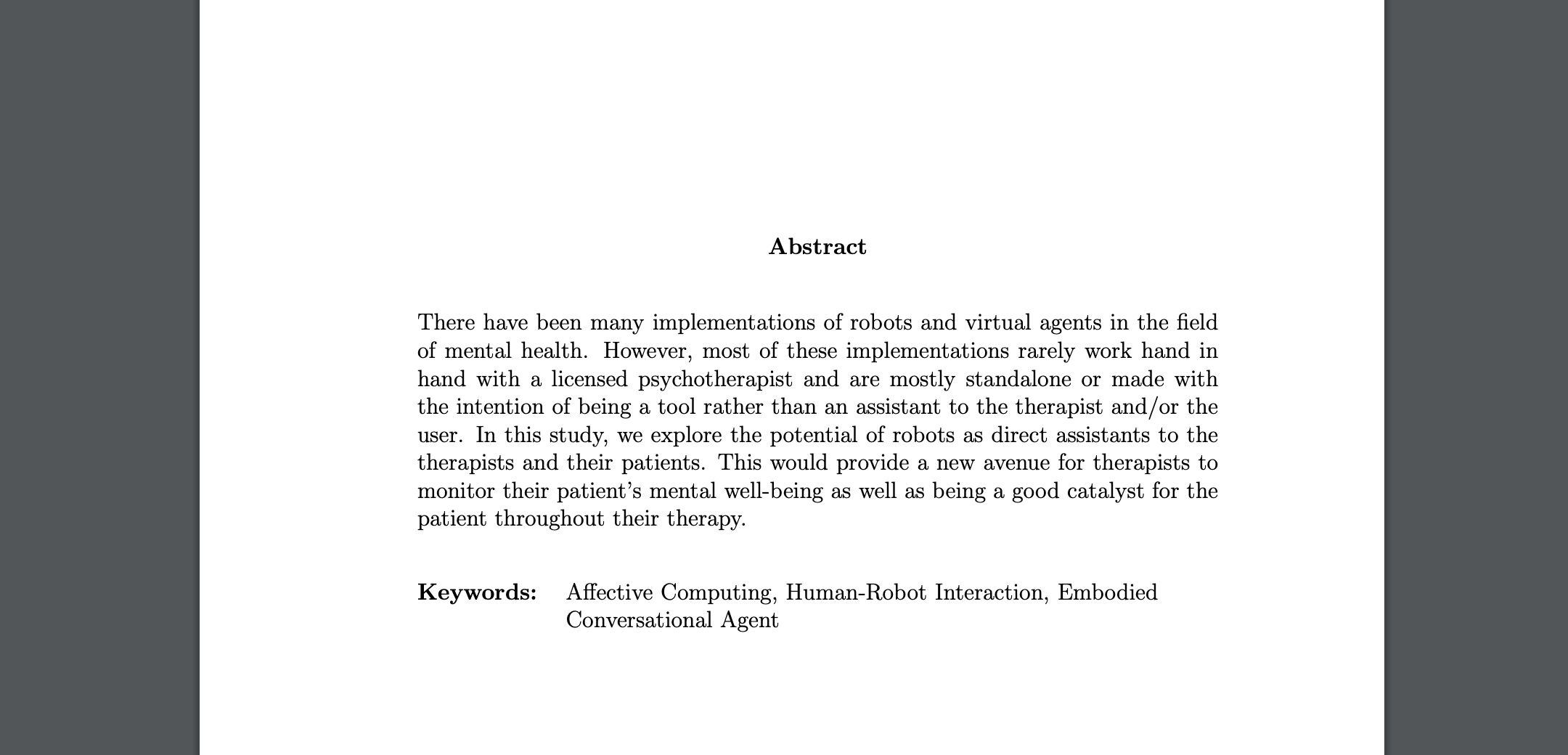 A screenshot of the paper's abstract