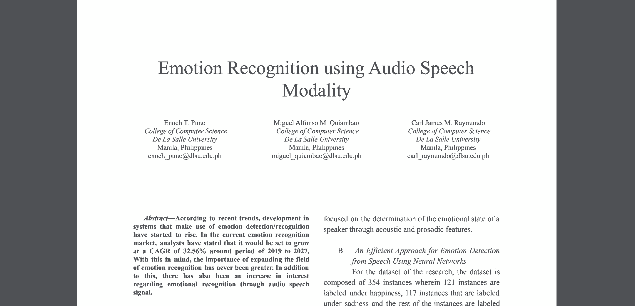 A screenshot of the paper's abstract